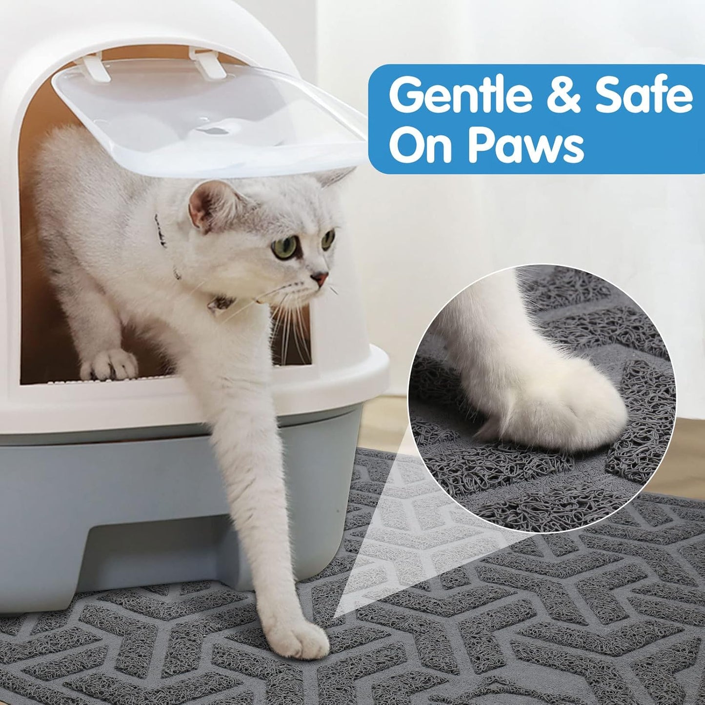 UPSKY Cat Litter Mat, Litter Trapping Mat Soft on Kitty Paws, Large Litter Box Mat 35" x 24" Scatter Control for Cat Litter, Waterproof and Extra Large Litter Box Carpet