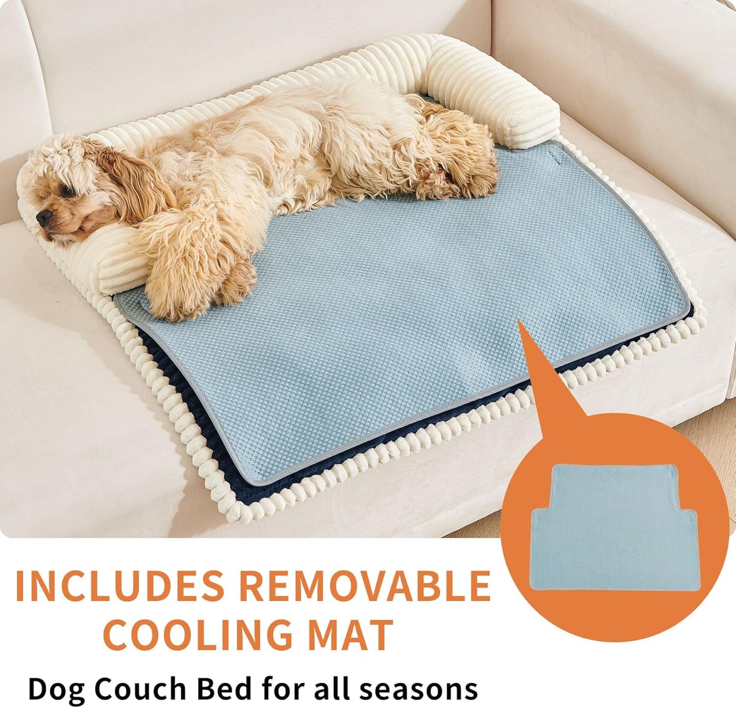 HAOMAIJIA Dog Couch Bed for Medium Dogs, Non Slip Pet Couch Covers for Sofa Thick Soft Washable Dog Couch Cover Protector All Seasons Universal Dogs and Cats Bed Mat (Navy Blue, Medium)