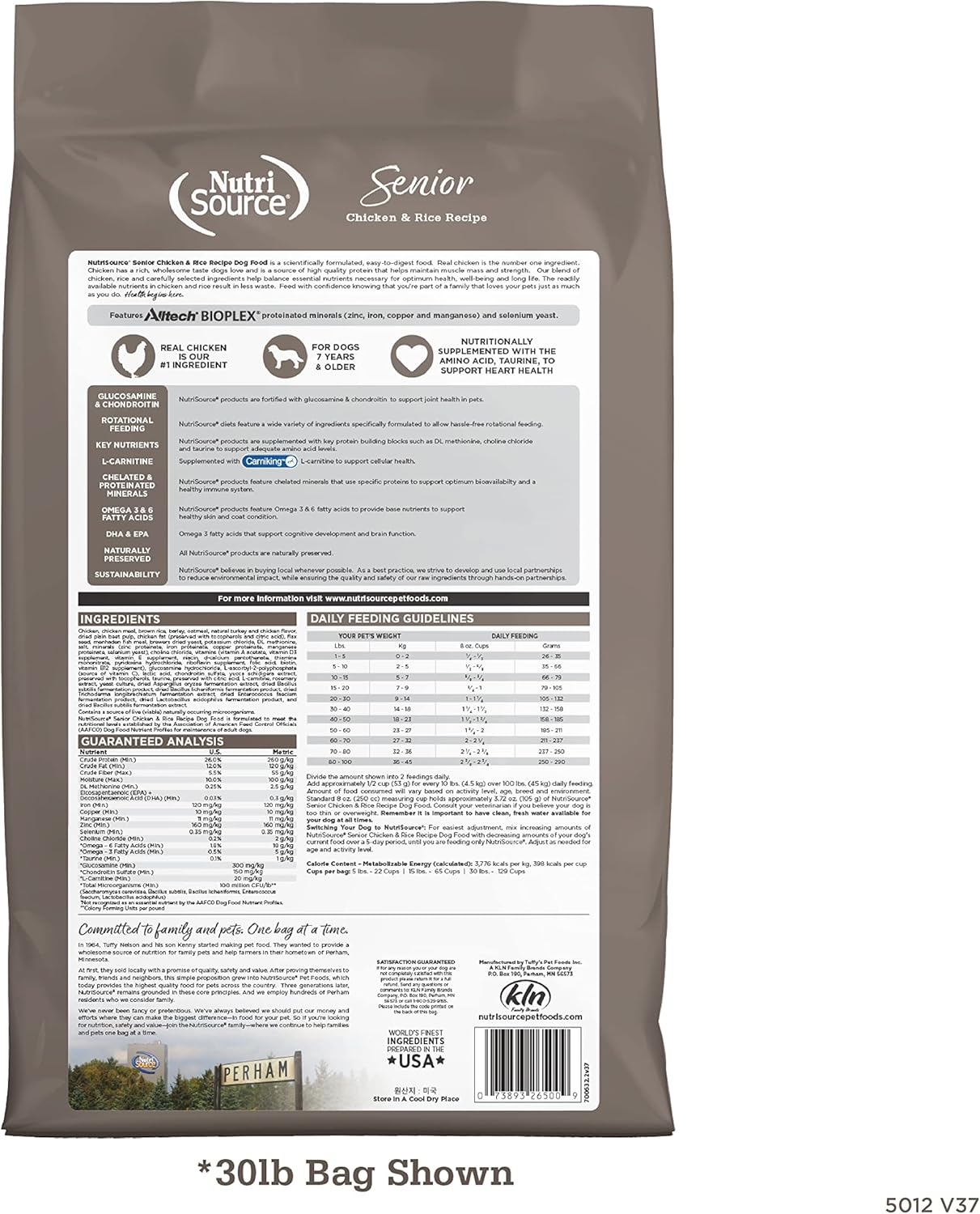 NutriSource Senior Dog Food, Made with Chicken and Rice, with Wholesome Grains, 30LB, Dry Dog Food