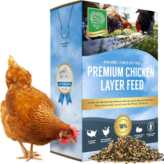 Small Pet Select Chicken Layer Feed Pellets, Food for Chickens and Laying Hens, Poultry and Waterfowl, High Protein and Omega 3, Corn and Soy Free, Non-GMO, 20 lb