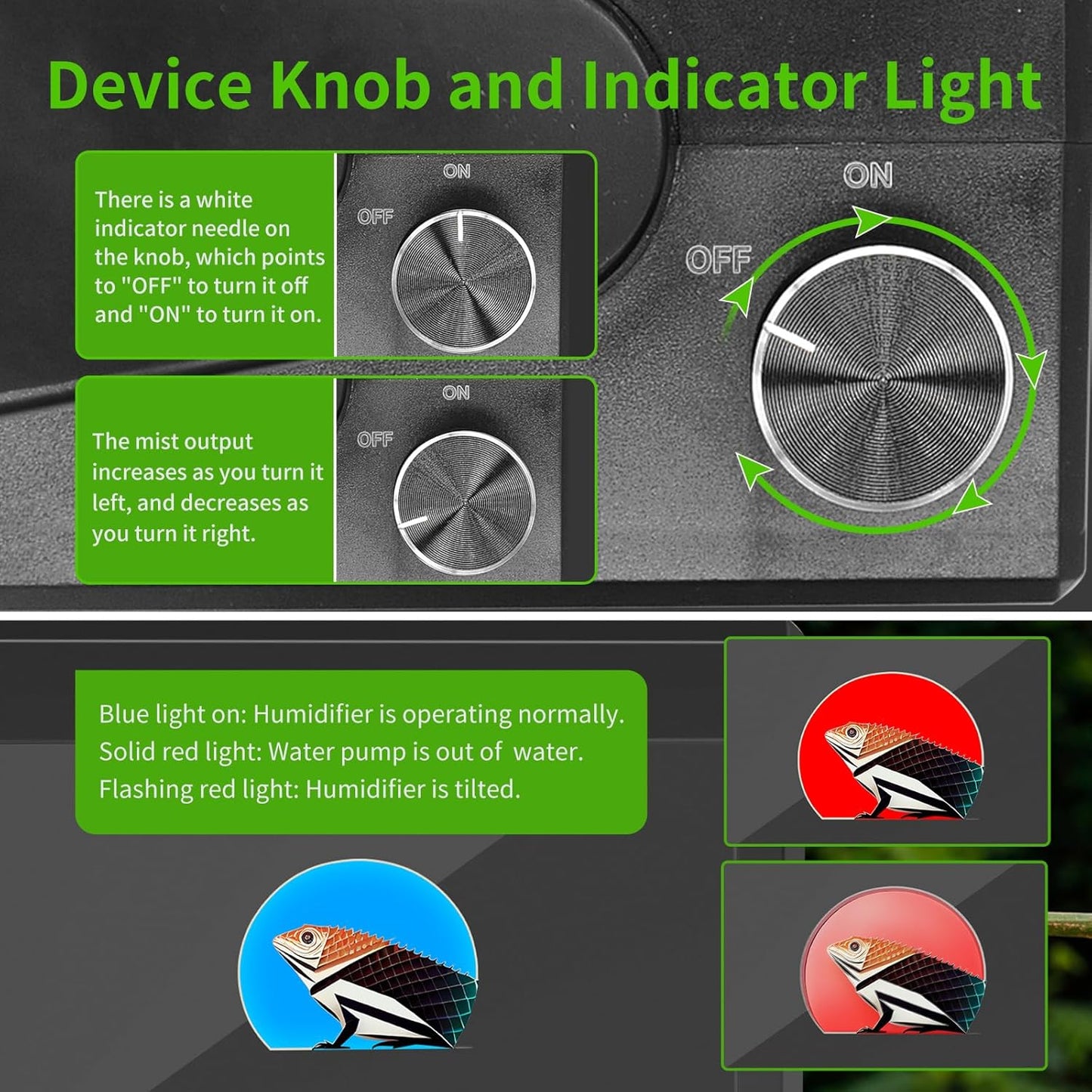 Reptile Fogger Humidifier for Glass Terrariums, Auto-Refill Misting System with Timer, Suitable for Reptiles/Amphibians/Grow Tents
