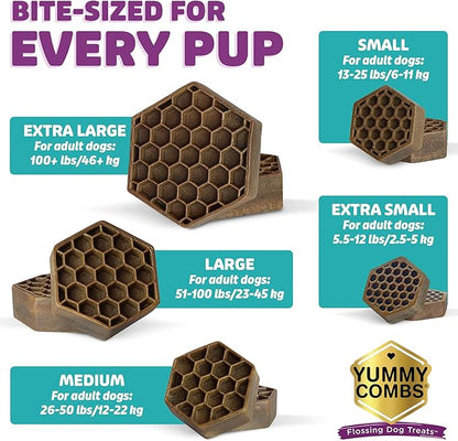 Yummy Combs Dog Dental Treats – Vet VOHC Approved, Removes Tartar & Cleans Teeth – Yummy High Protein Chicken Treat for Large Dogs (Mini Pack, 6 Count)