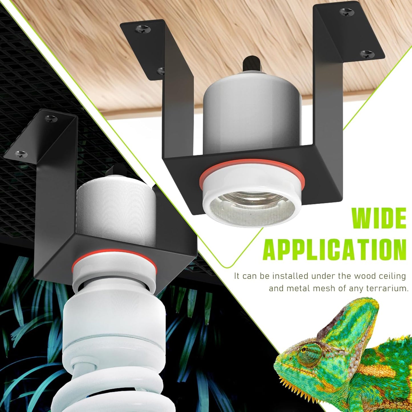 Reptile Ceramic Socket, Heat Lamp Holder for Terrariums and Vivariums, Gecko Lizard Heat Lamp Bracket Light Fixture, Bulb Not Included