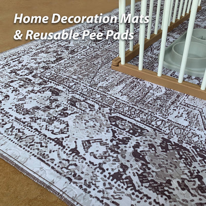 nunubaby Washable Pee Pads for Dogs, Stylish, Non-Slip and Leak-Proof Pee Pads. Reusable Potty Pads for Dogs for Crates and Floors.(Brown/Geo, 24" x36")