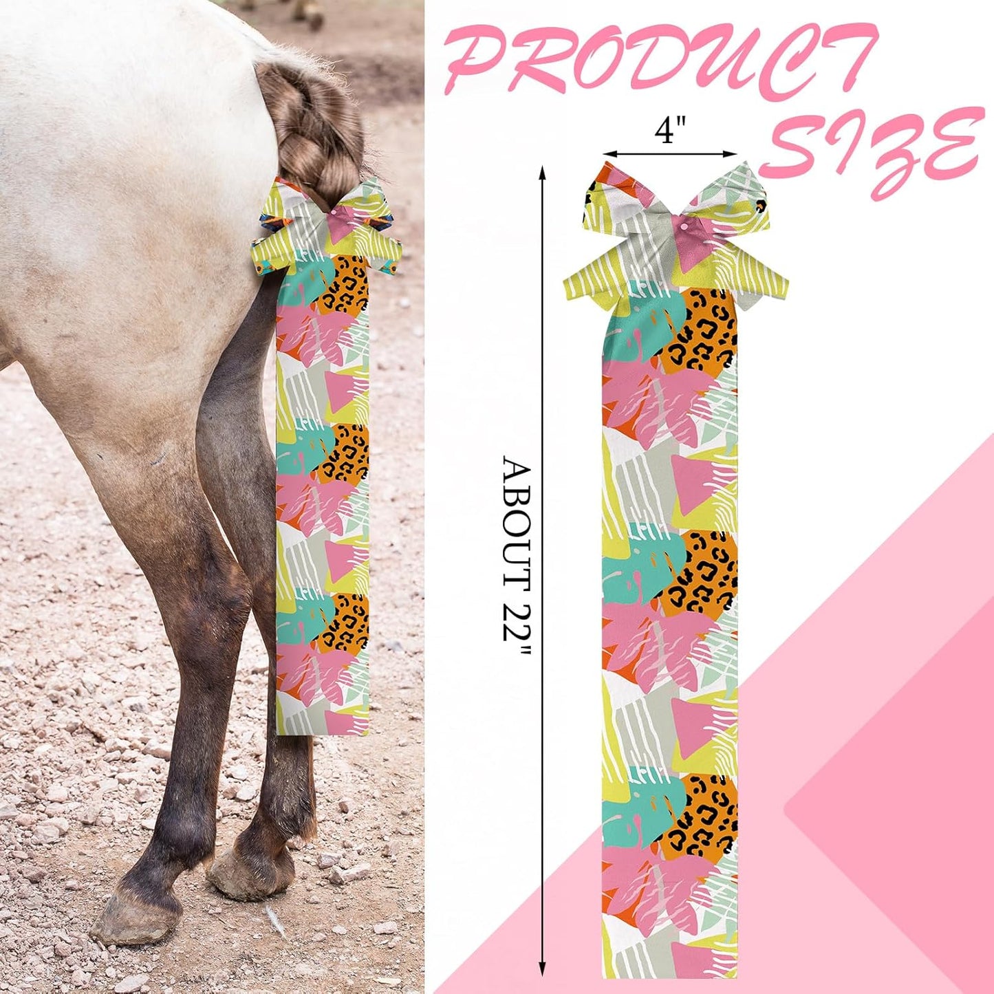 Eccliy 8 Pcs Horse Tail Bag Breathable Guard Stretchy 22" Slip on Horse Tail Wrap 2 Strand Closure Straps Grooming Supplies to Keep from Dirt Breakage Rubbing 8 Designs