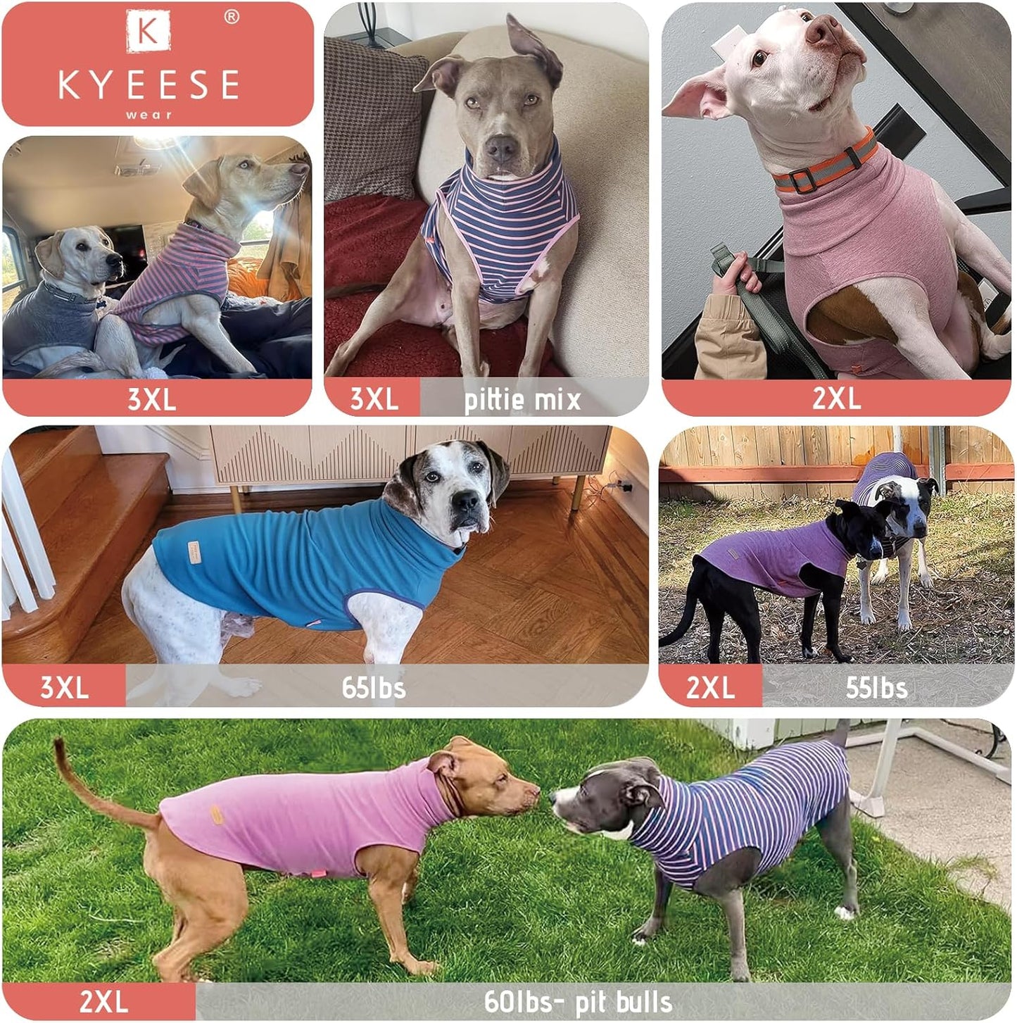 KYEESE 2Pack Dog Sweater Stretchy Dog Sweaters for Large Dogs Pullover Dogs Clothes Soft Pets Sweatshirt Turtleneck Pet Coats