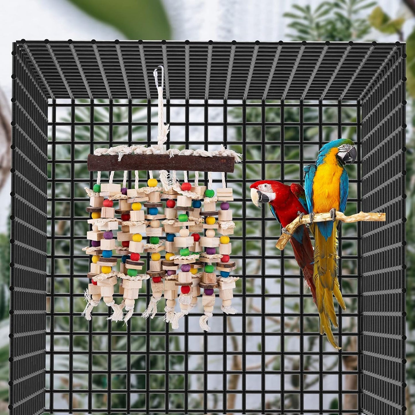 Deloky Large Bird Parrot Chewing Toy -Natural Wooden Blocks Bird Parrot Tearing Toys Suggested for Large Macaws cokatoos,African Grey and a Variety of Amazon Parrots (Natural)