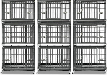 Homey Pet 3 Pack Three Levels 37 Inch Dog Crate, Escape Proof Dog Cage Kennel Indoor with Top Access and Lockable Wheels, Removable Tray, Heavy Duty Dog Crates for Medium/Small Dogs