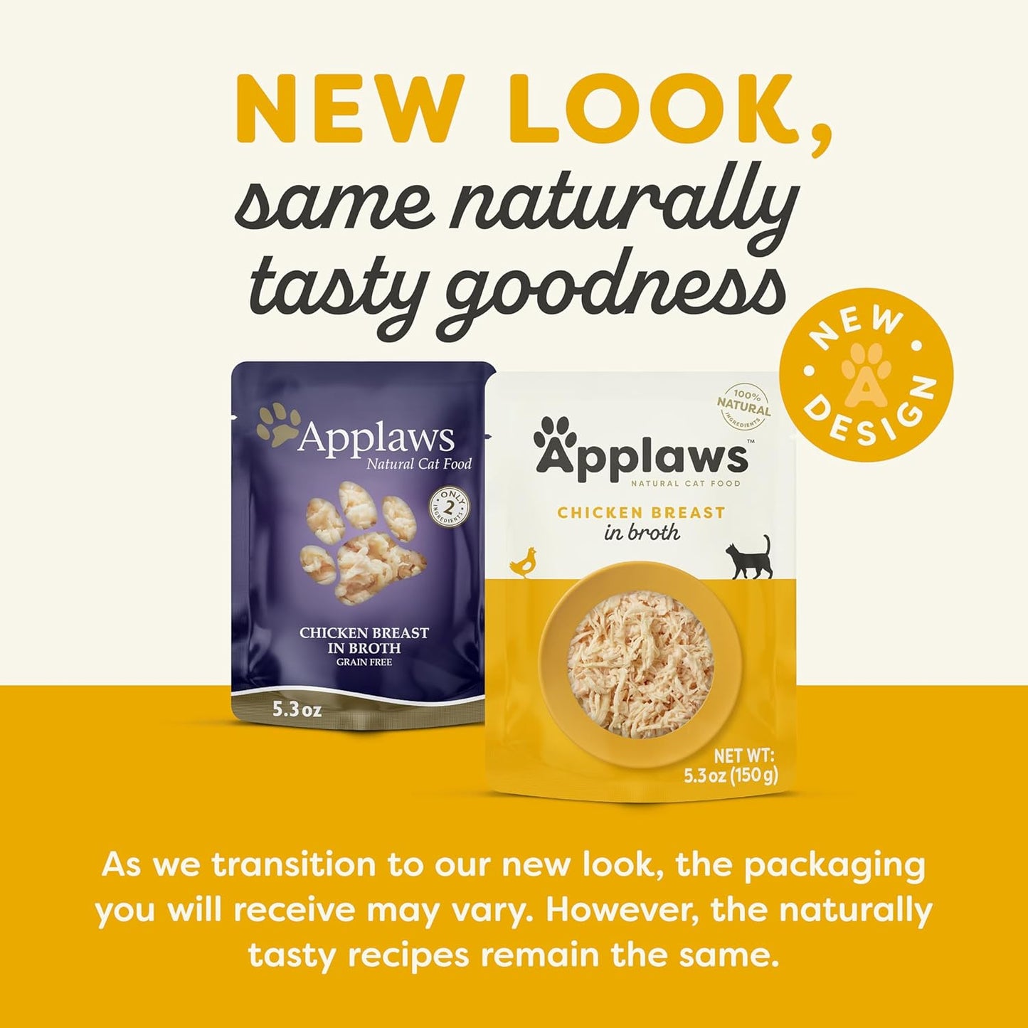 Applaws Natural Wet Cat Food in Broth, Limited Ingredient Wet Cat Food Pouches, No Additives, Made with Natural Ingredients, Chicken Breast in Broth (12 x 5.3oz Pouches)