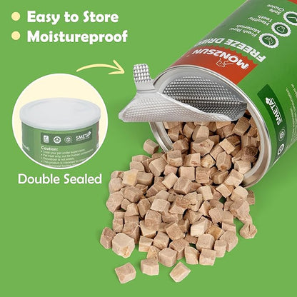 MON2SUN Freeze Dried Duck Cat and Dog Treats, Single Ingredient Natural and Healthy Dog Snacks, High Protein Training Treats & Food Topper, 5.3 oz