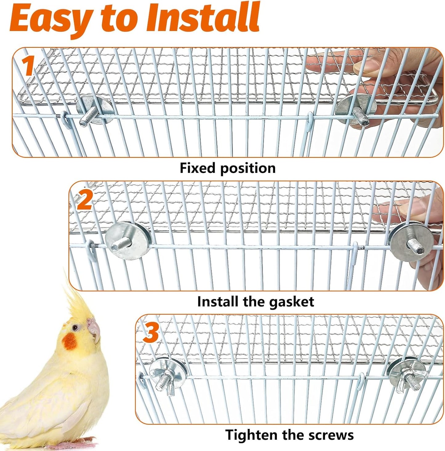 BNOSDM 2 Pack Bird Perch Platform 11x7in Stainless Steel Birds Perches Parrot Shelf Training Stand Small Animals Cage Accessories for Parakeets, Budgies, Conures, Cockatiels, Lovebirds (XL)