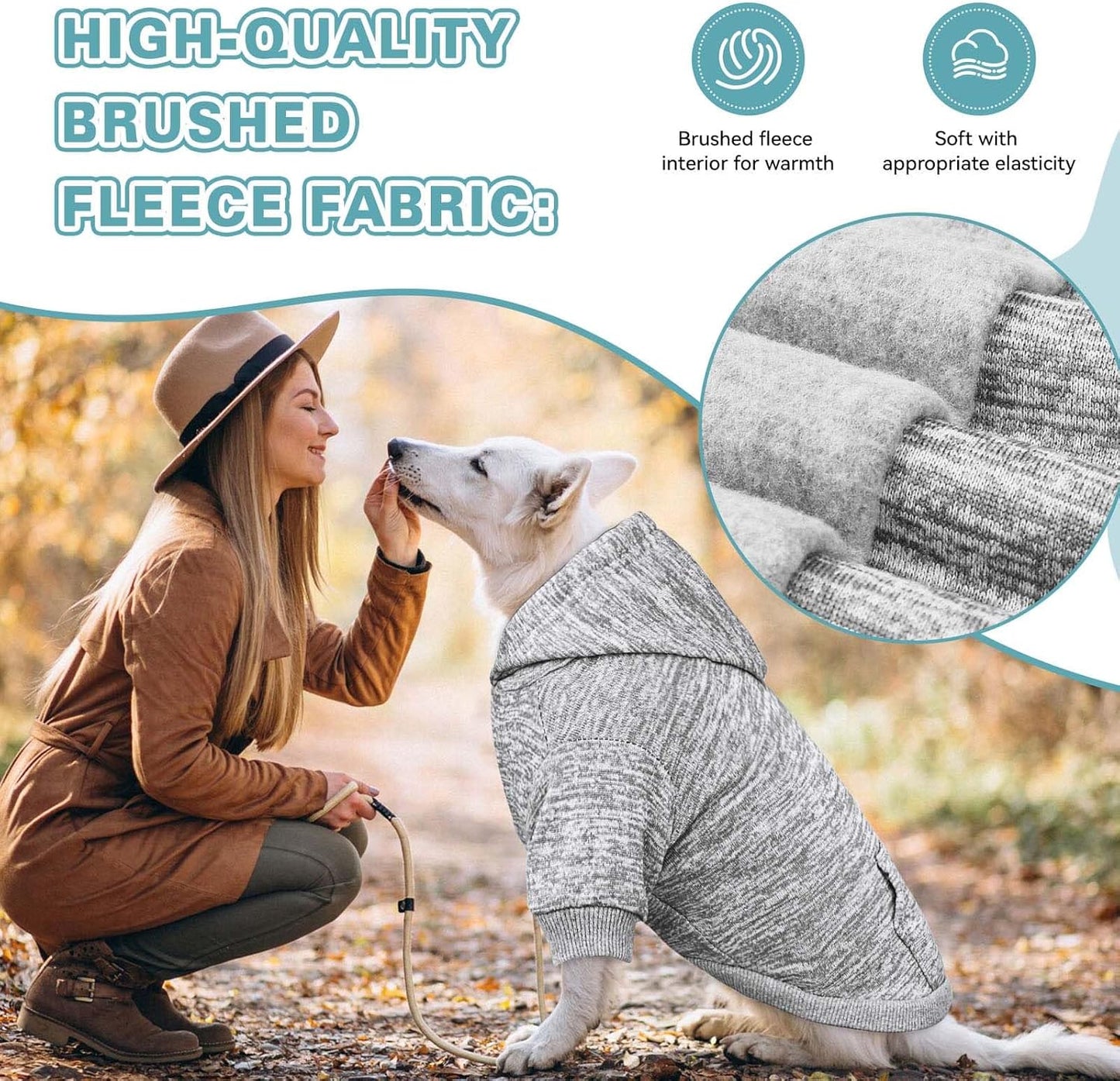 Dog Sweaters for Large Dogs Dog Hoodie Fleece Dog Sweater Soft Dog Clothes Sweatshirt with Pocket Dog Hoodie for Large Dogs(Grey&L)