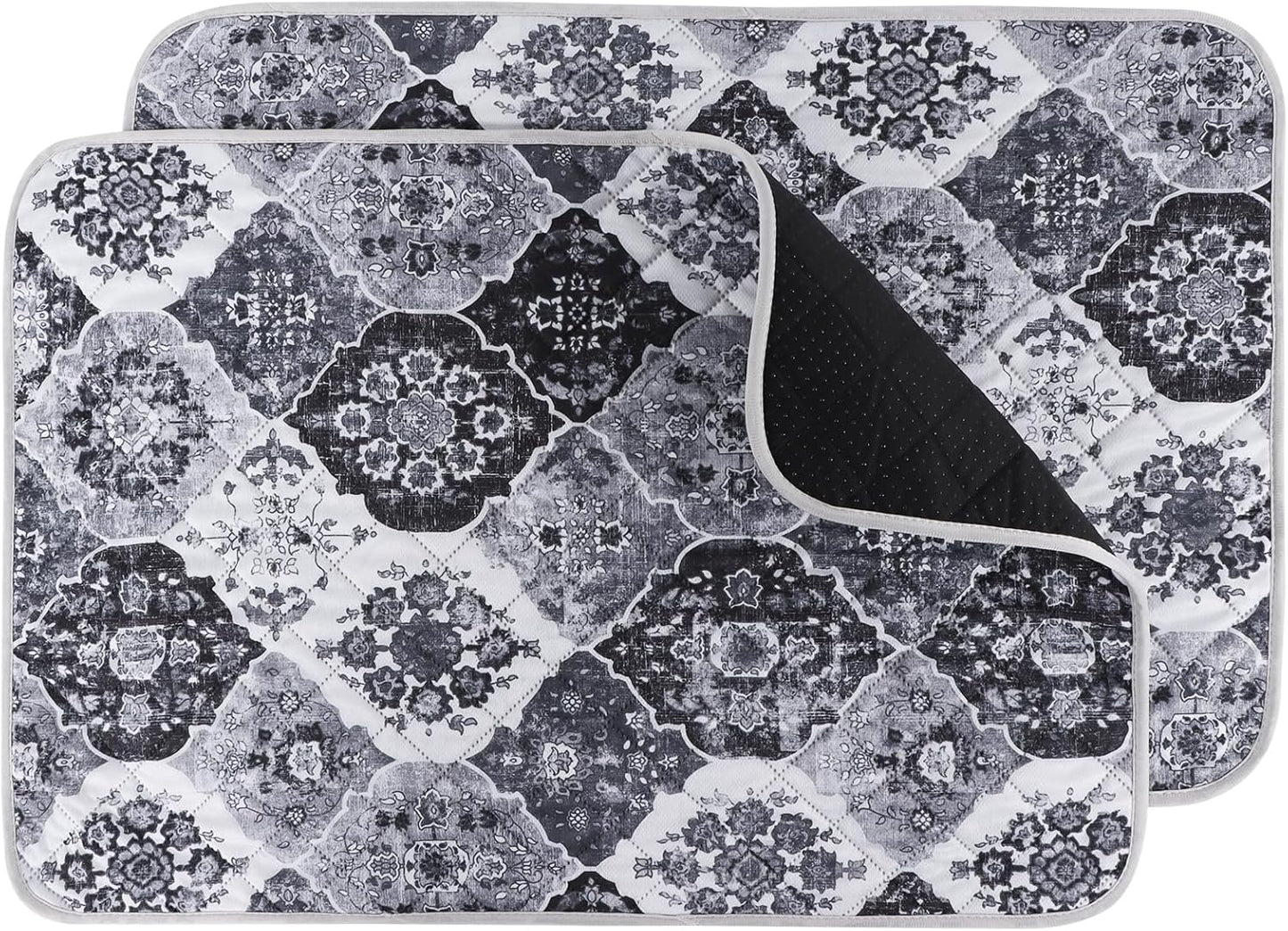 IEUUMLER Washable Pee Pads for Dogs, 2 Pack Reusable Pee Pads for Dogs Non-Slip Grip, Super Absorbent Waterproof Puppy Pads for Potty Training, Playpen, Crate, Whelping Box EU011 Black Grey, 36x24