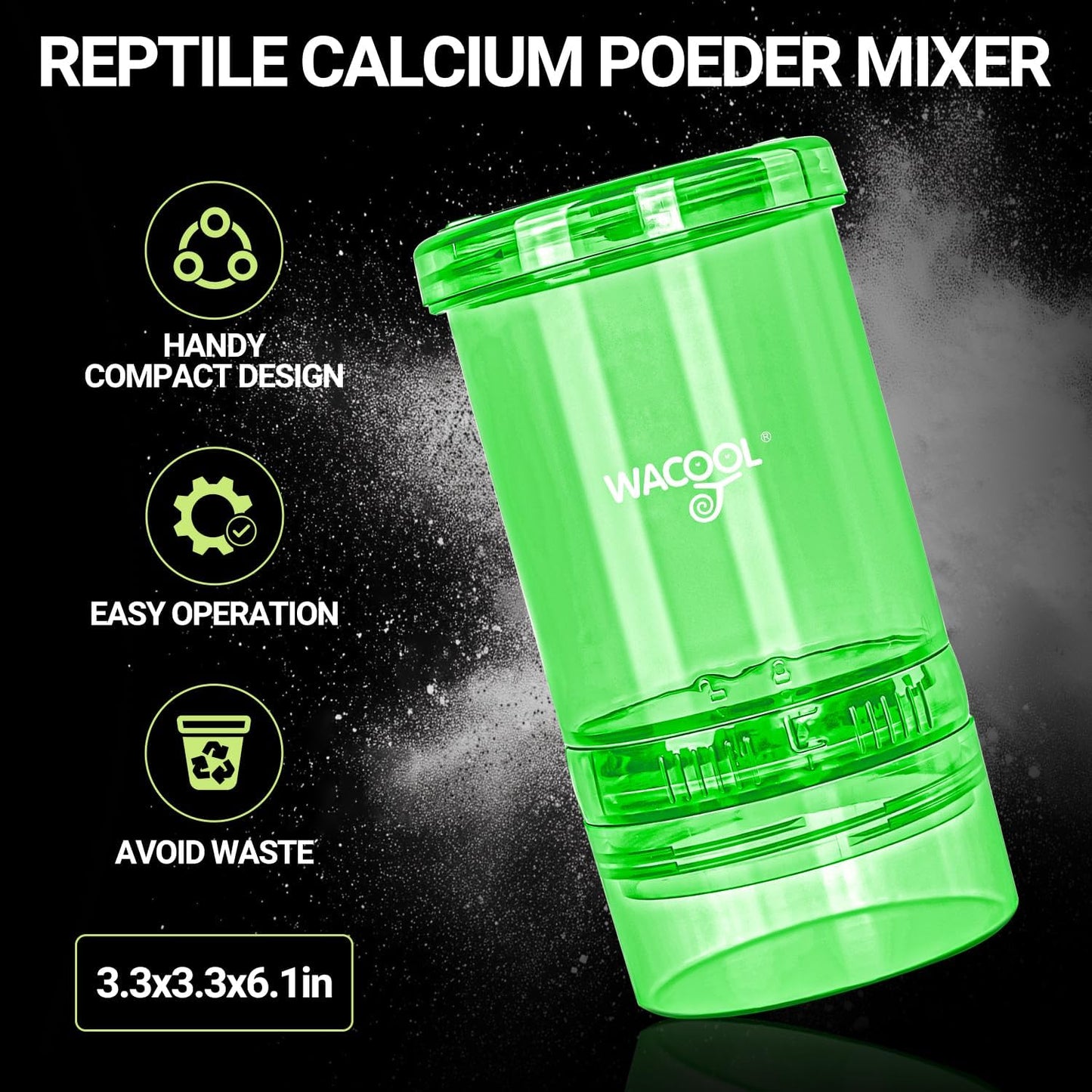 Cricket Calcium Powder Mixer for Reptiles, Cricket Feeder with Calcium for Reptiles, Reptile Calcium Duster Cricket Food for Reptile Bearded Dragon Gecko Terrarium Tank Accessories