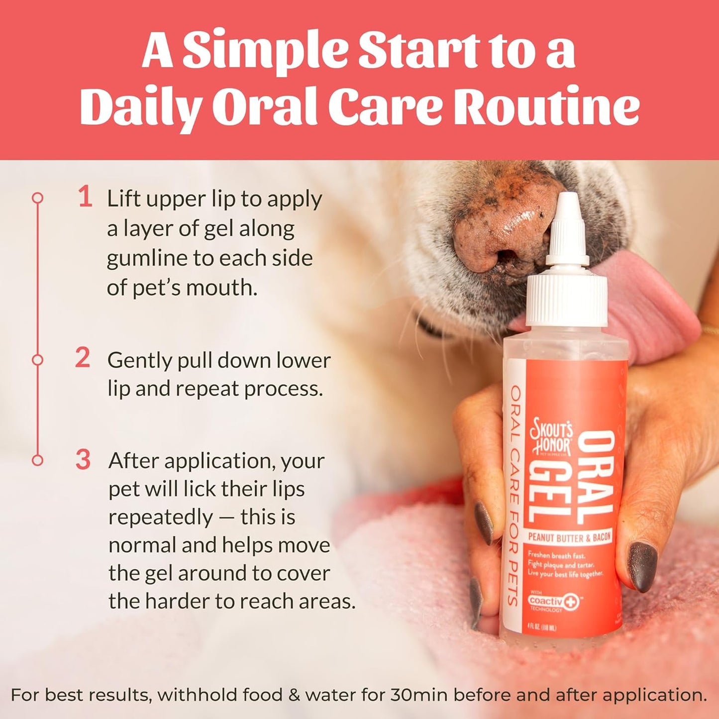 SKOUT'S HONOR Peanut Butter & Bacon Oral Gel - Fights Plaque and Tartar, Freshens Breath Fast, No Brushing Required, 4 oz