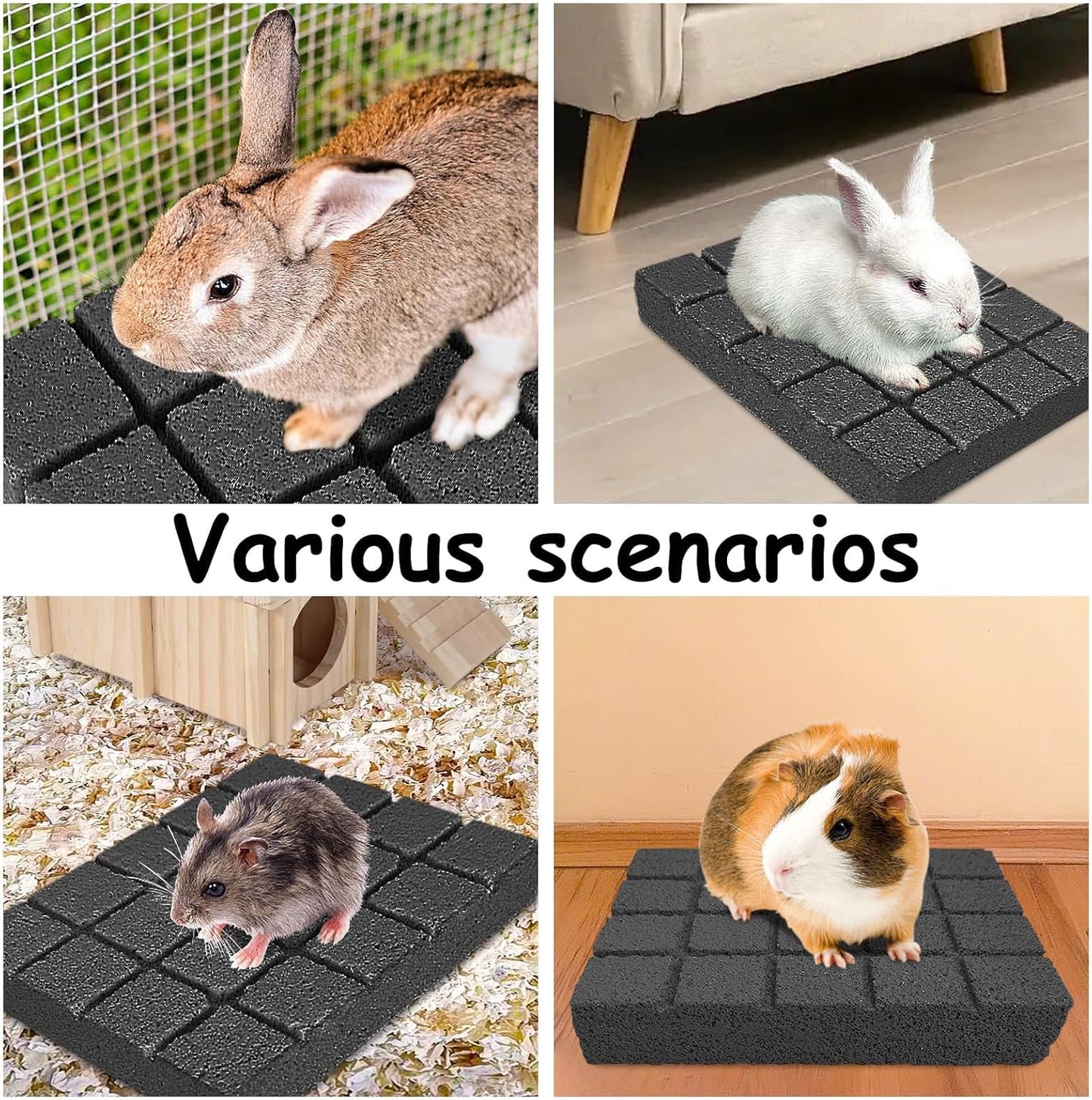 Hamiledyi 10PCS Rabbit Scratching Pads Bunny Lava Grinding Claw Pads Small Animal Foot Pads Hamster Scratch Board Chew Toys for Gerbil Chinchilla Hedgehog Guinea Pig Cage Accessories