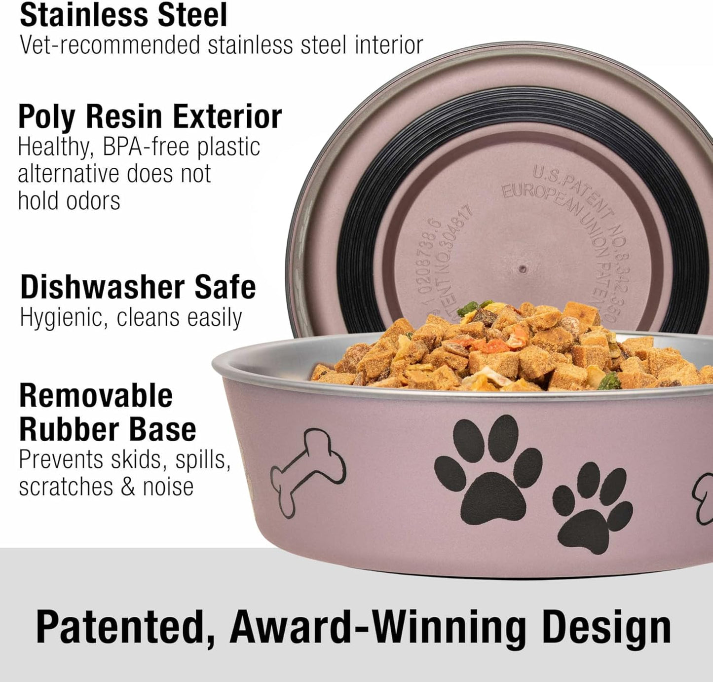 Loving Pets Bella Dog Bowls- Stainless Steel Dog & Cat Bowls - Spill Proof Dog Food Bowl, Cat Bowl, Puppy Essentials & Pet Supplies Great for Home & Travel (Small 10-20 lbs, Grape)