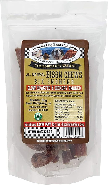 Boulder Dog Food Company Bison Chews, 6 Inches (10 oz) - Bully Sticks for Dogs Made in USA, No Hide Dog Chews, Grain Free Dog Treats, Bully Sticks Odor Free, Pizzle Sticks for Dogs