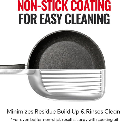 iPrimio Cat Litter Scooper Deep Shovel with Holder - (Silver XL) - Non-Stick Pooper Scooper Shovel Kitty Litter Sifter - Patented Solid Aluminum Poop Scoopers with Long Handle, Easy Grip, Pet Supplies