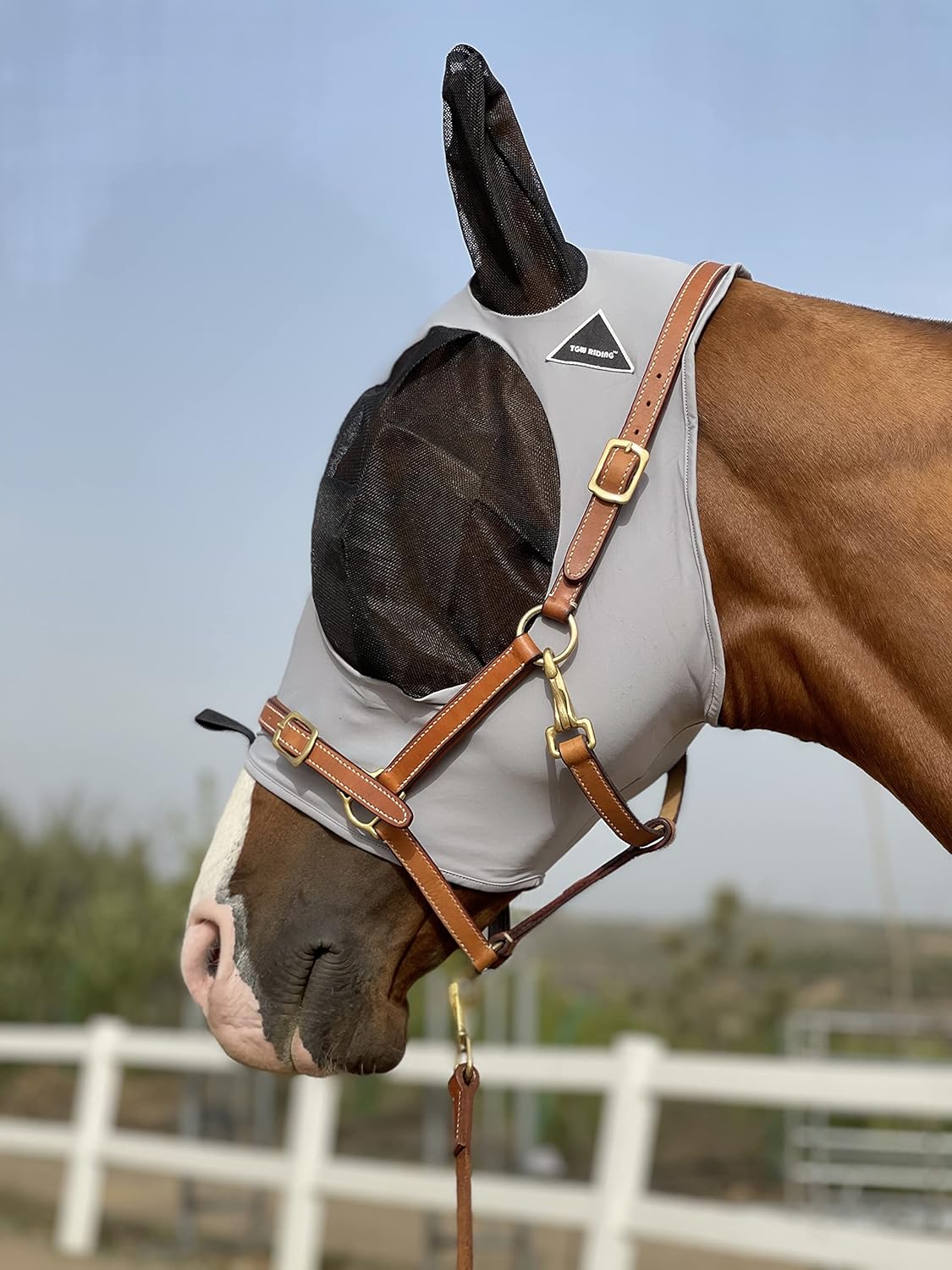 Horse Fly Mask Super Comfort Horse Fly Mask Elasticity Fly Mask with Ears We Only Make Products That Horses Like… (Gray, M)