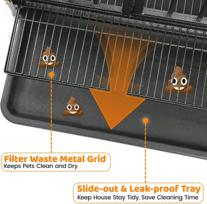 Homey Pet 43 Inch Stackable Heavy Duty Dog Crate Cage Kennel with Lockable Wheels, Removable Tray & Grid, Divider, Feeding Bowls, Escape Proof Drop Cage Bank for Small Medium Large Sized Dogs(3 Tiers)