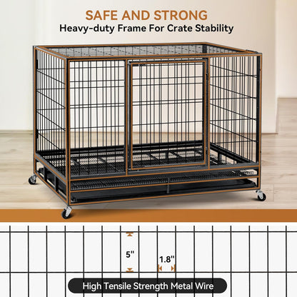 Oranland 48 inch Wire Dog Crate,2025 New Upgraded Stackable Dog Crate for Nursing Mother Dogs & Puppies,Large Dog Kennel with Reinforced Frame,Sturdy Locks Design/Removable Tray