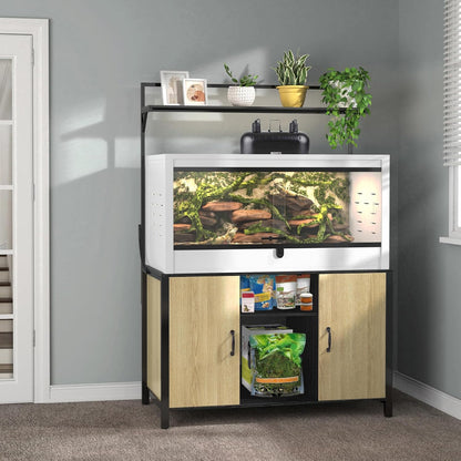 GDLF Reptile Tank Stand Terrarium Stand with Cabinet for Accessories Storage 48" X 24" Tabletop Fits up to 120 Gallon Bearded Dragon, Reptile Terrarium,Turtle Tank,Natural Wood Color