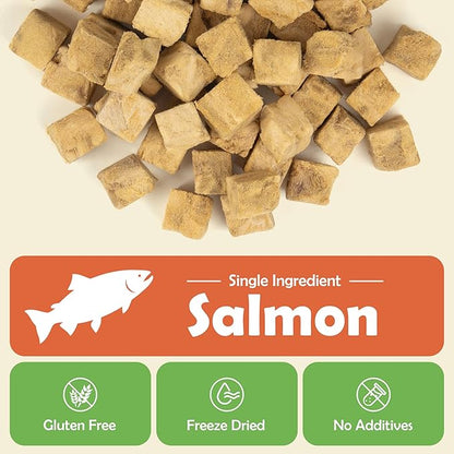 MON2SUN Freeze Dried Salmon Cat and Dog Treats, Single Ingredient Natural and Healthy Dog Snacks, High Protein Training Treats & Food Topper, 6oz