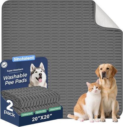 Washable Pee Pads for Dogs, 2 Pack Reusable Puppy Pads Dog Pads, Non-Slip Dog Pee Pads, Leakproof Pet Pee Pads Wee Wee Pads for Dogs. (Dark Grey, 20"x20"(Pack of 2))
