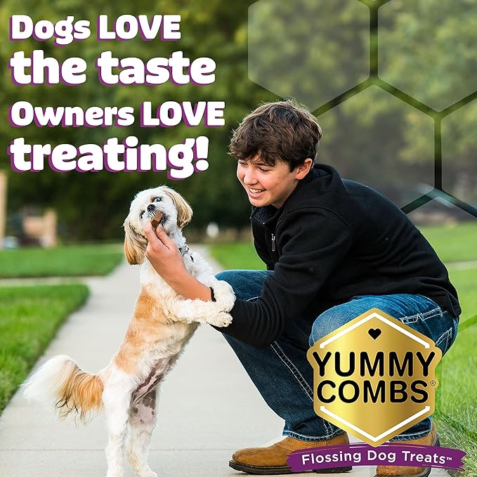 Yummy Combs Dog Dental Treats – Vet VOHC Approved, Removes Tartar & Cleans Teeth – Yummy High Protein Chicken Treat for Medium Dogs (Mini Pack, 9 Count)