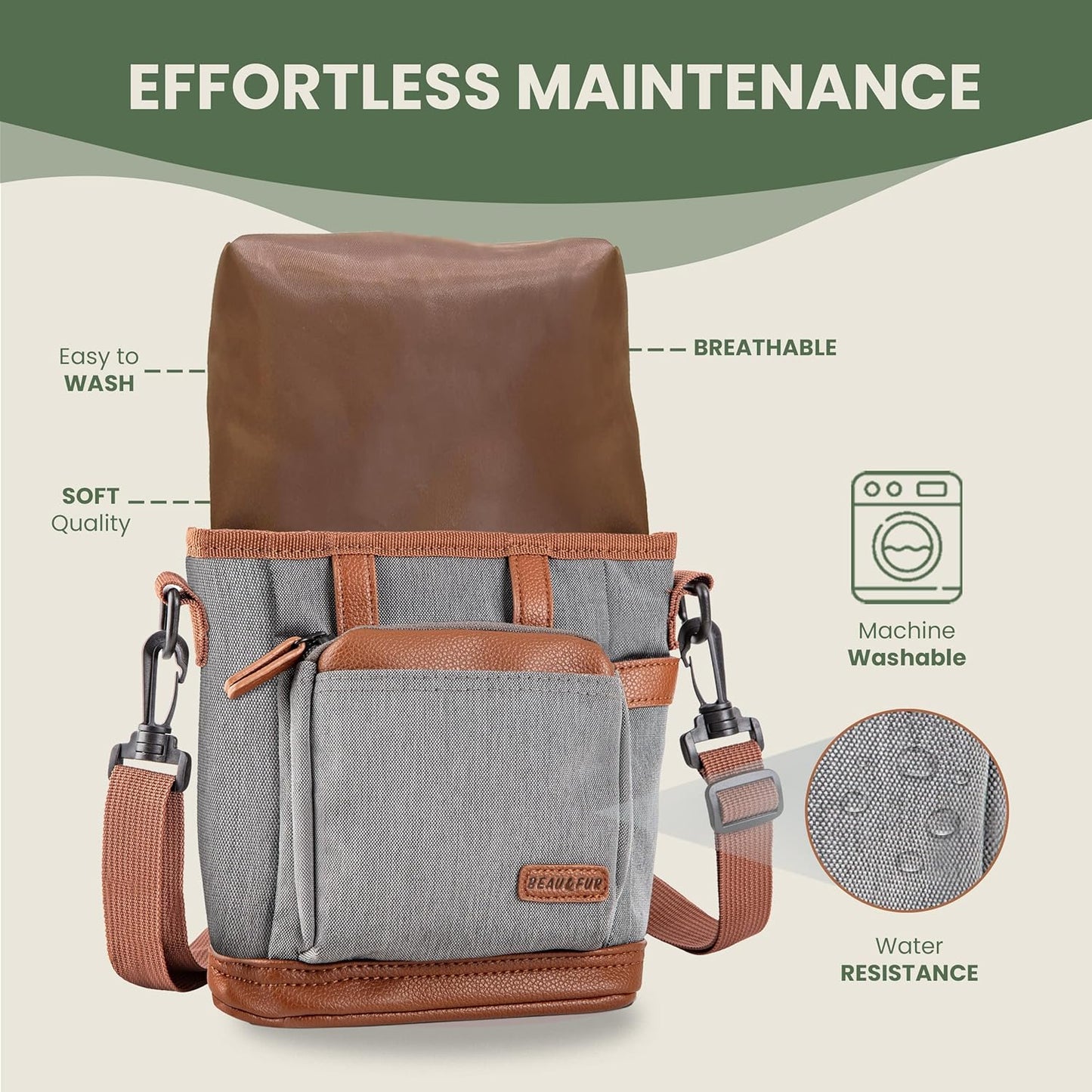 BEAU&FUR Dog Treat Pouch with Clicker for Training - Hands-Free Dog Treat Bag with Magnetic Closure, Built-in Poop Bag Holder Pocket