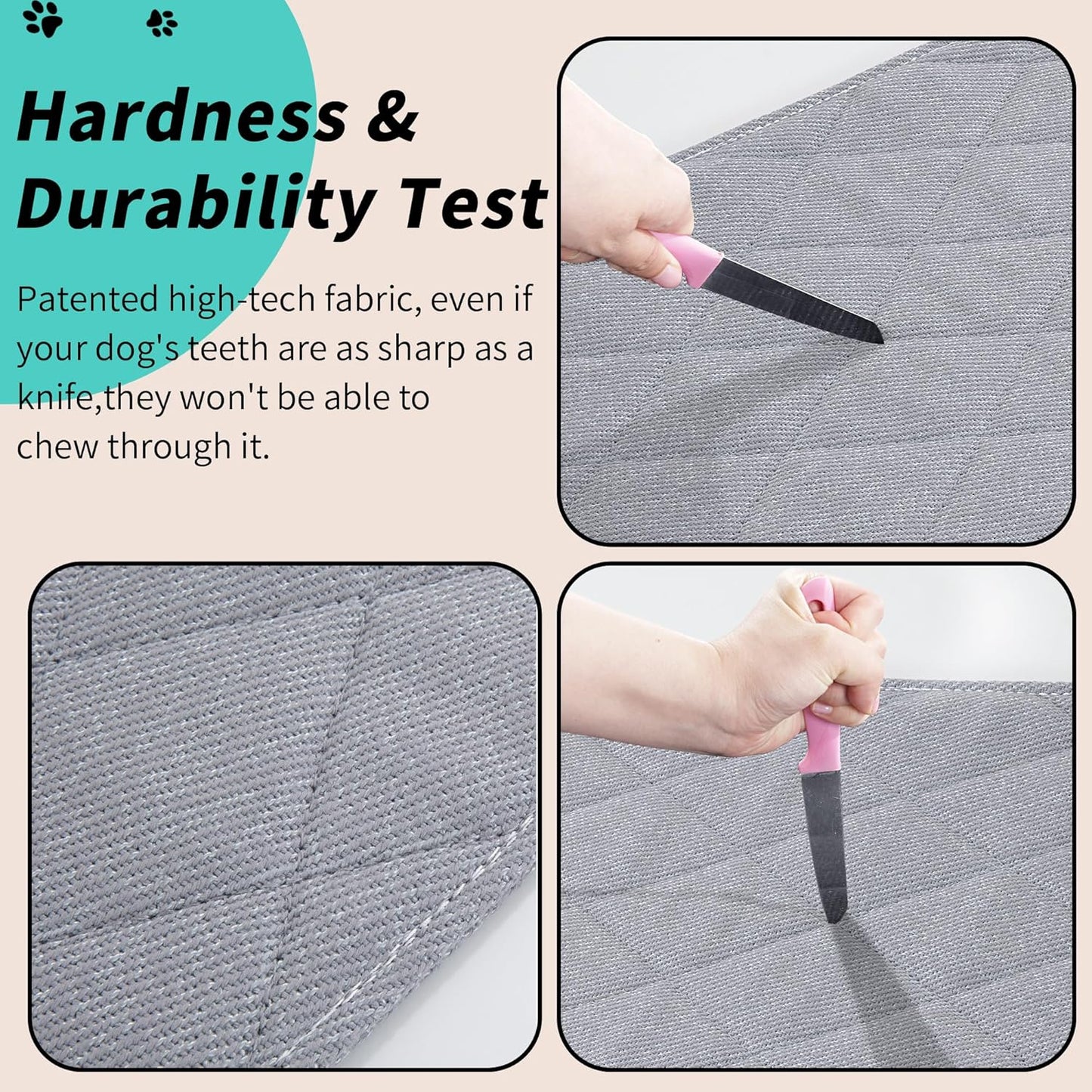 MABOZOO Indestructible Dog Beds - Chew Proof Crate Pad for Aggressive Chewers, Machine Washable Quilted Mat, Durable for Small Dogs, Grey Kennel Pad (17x23 in)