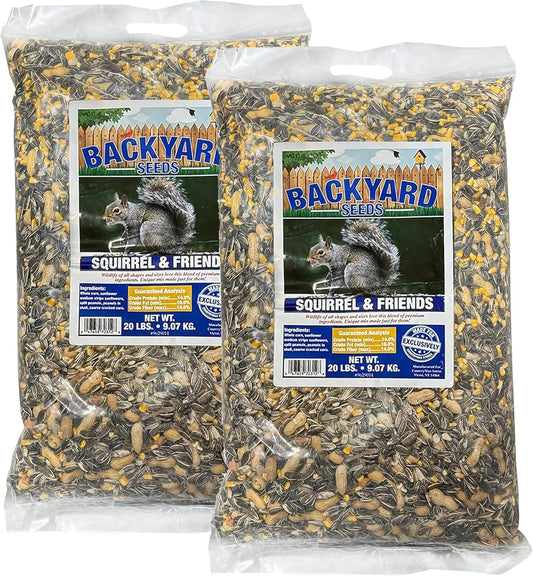 Backyard Seeds Squirrel and Friends Wildlife Feed – Non-GMO Mix for Squirrels, Deer, Birds, Rabbits, Chipmunks & More – All-Natural Backyard Animal Food (40 Pounds)