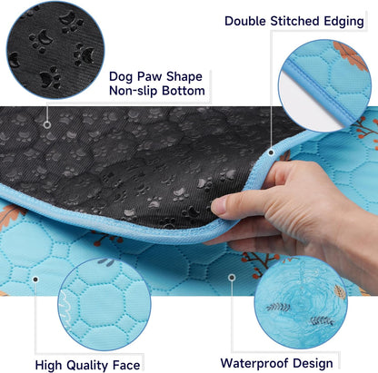 Sunheir Washable Pee Pads for Dogs - 2-Pack Thick Heavy-Absorbency Reusable Pee Pads Prevent Leakage Non-Slip, Waterproof Pet Training Pads for Puppy Playpen, Crate, Whelping Box, Potty Training, Blue