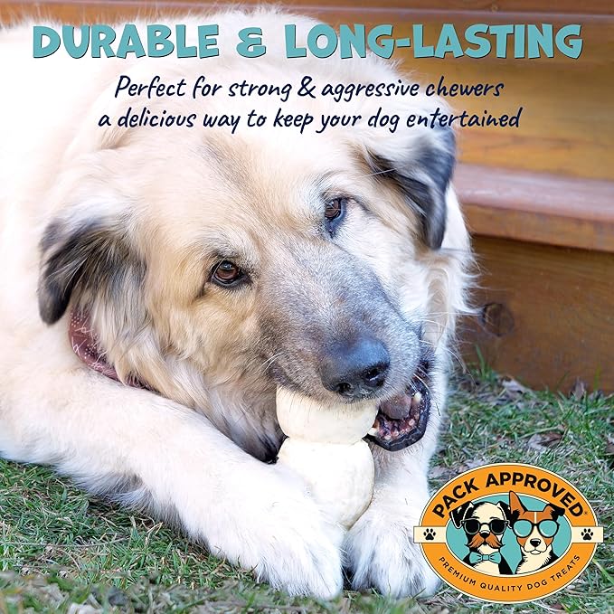 Beef Cheek Rolls for Dogs - Natural & Odor-Free Dog Treats - 5 to 6 Inch Medium Beef Hide Dog Chews - 4 Pack