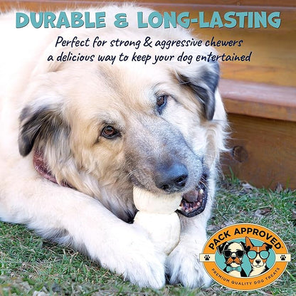 Beef Cheek Rolls for Dogs - Natural & Odor-Free Dog Treats - 5 to 6 Inch Medium Beef Hide Dog Chews - 4 Pack