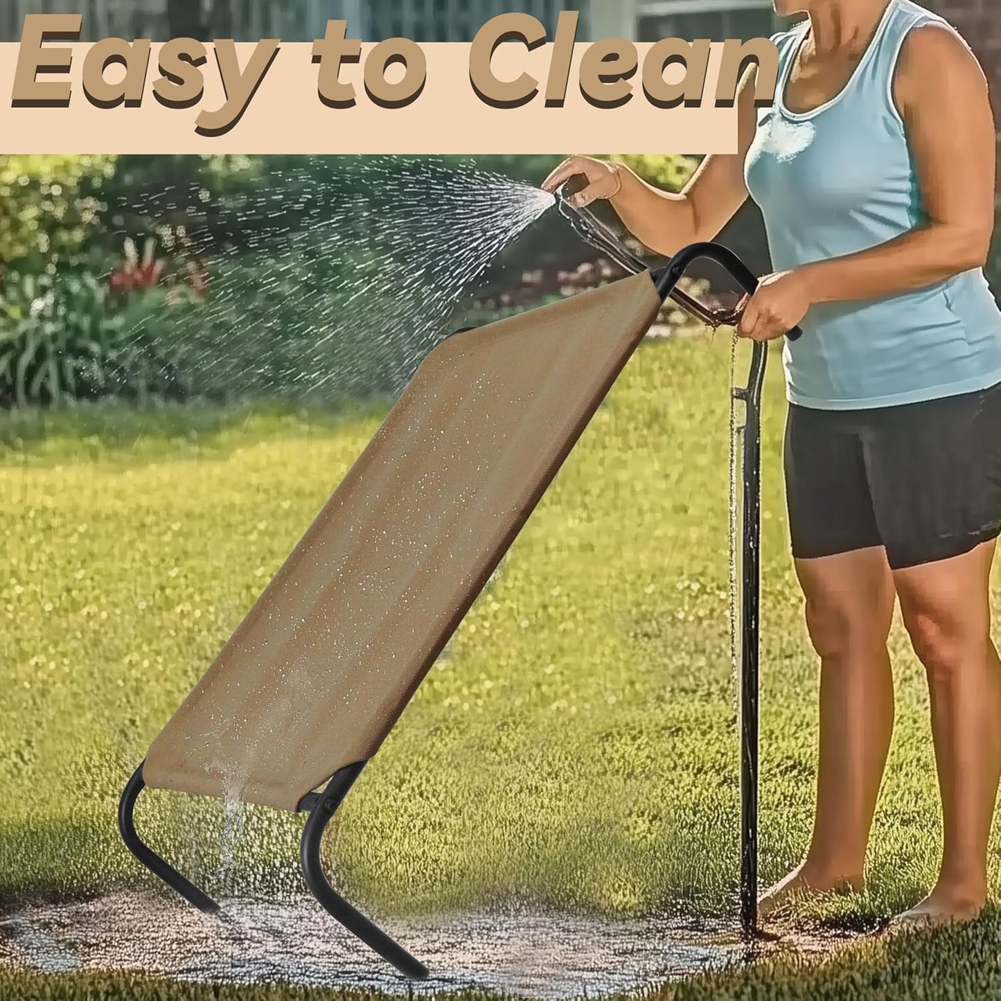 PHYEX Elevated Dog Bed for Medium Dogs, Raised Dog Bed with Breathable Mesh, Dog Cot Bed with Sturdy Steel Frame for Indoor & Outdoor Use, Non Slip, Easy to Clean, 43.5 Inches, Brown