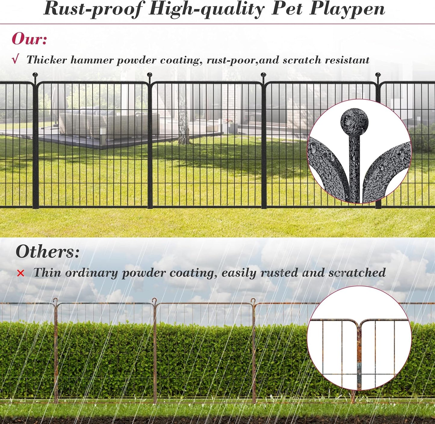 Dog Playpen 32 inch 36 Panels Indoor Outdoor Dog Pen for Medium/Small Dogs Heavy Duty Metal Dog Fence Outdoor for Yard, Puppy Playpen with Door Portable Pet Fence for RV Camping Yard