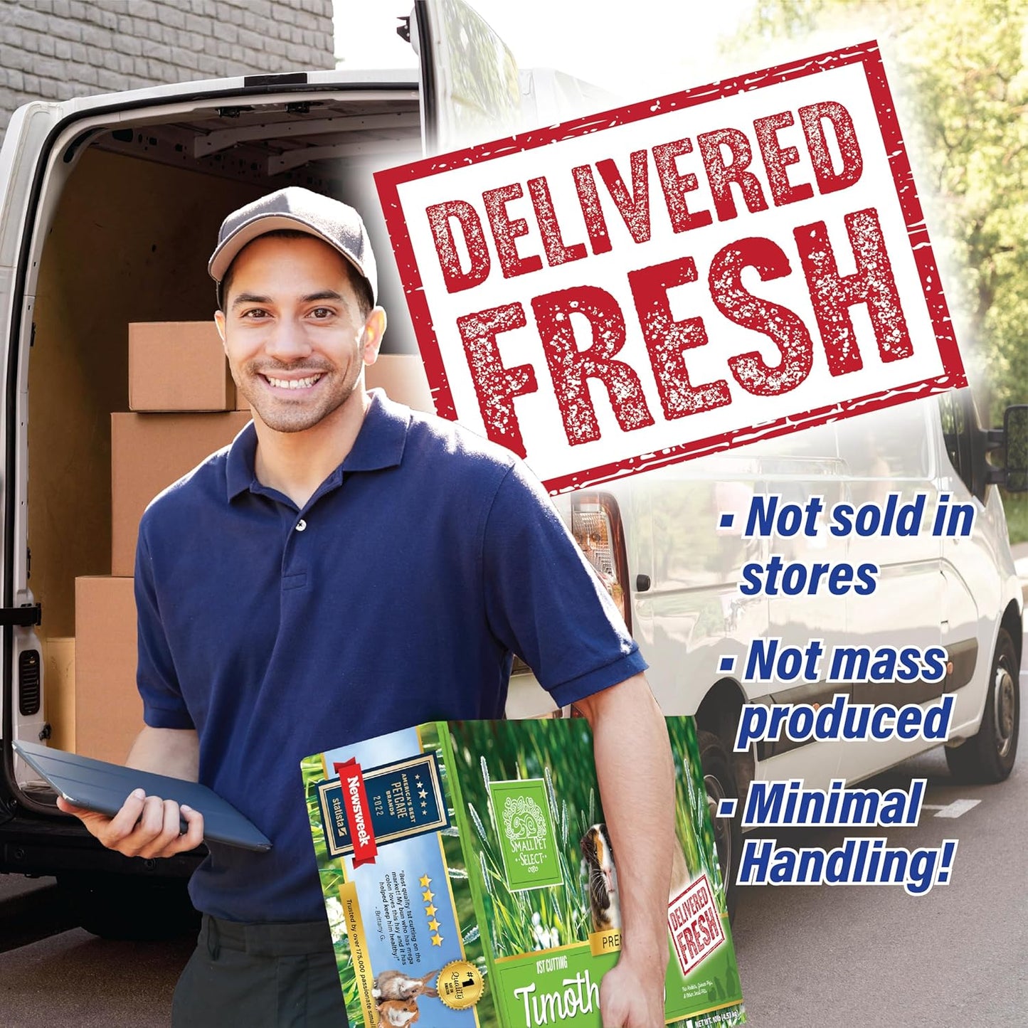 Small Pet Select 1st Cutting Timothy Hay, Animal Food for Guinea Pig, Rabbit, Hamster, Bunny, or Chinchilla, Natural Hay Grown in the USA, 2lb